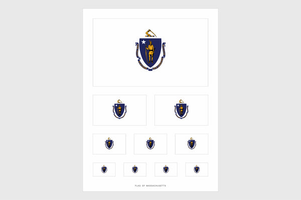 Massachusetts Flag Sticker, Weatherproof Vinyl Flag Stickers
