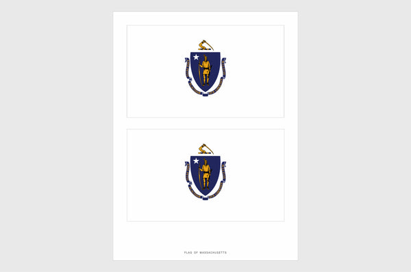 Massachusetts Flag Sticker, Weatherproof Vinyl Flag Stickers