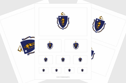Massachusetts Flag Sticker, Weatherproof Vinyl Flag Stickers