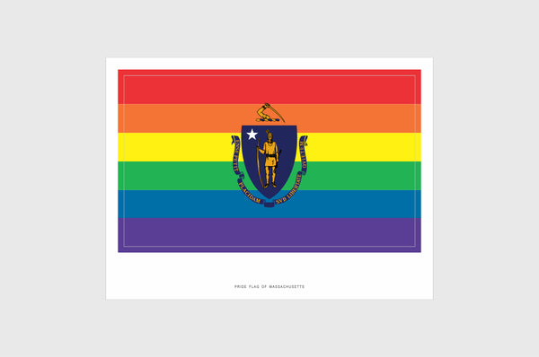 Massachusetts LGBTQ Pride Flag Sticker, Weatherproof Vinyl Pride Flag Stickers