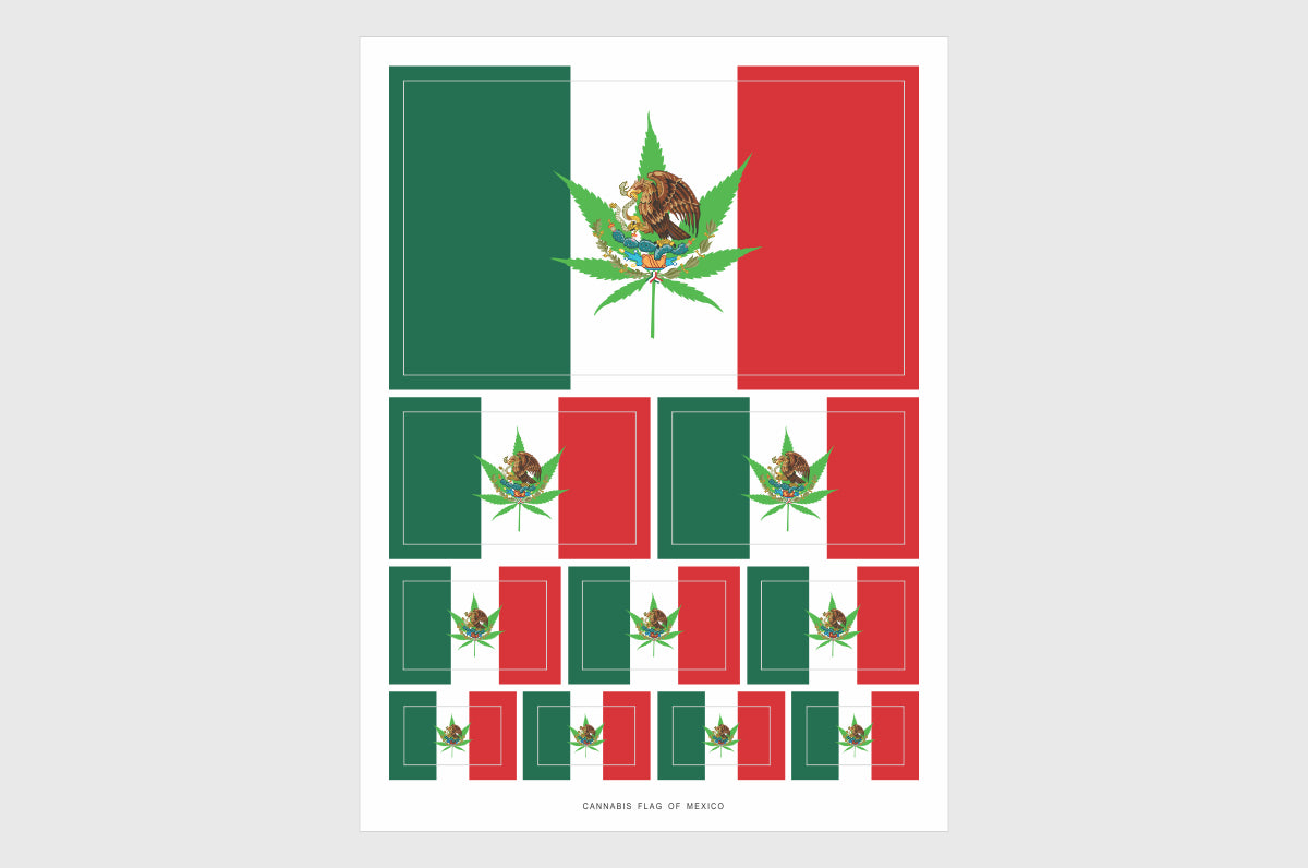 Mexico Cannabis Flag Stickers