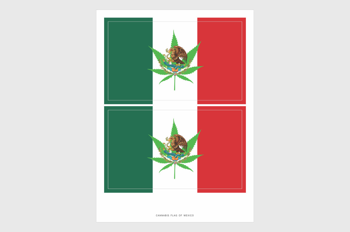 Mexico Cannabis Flag Stickers