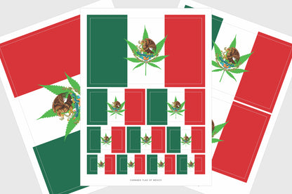Mexico Cannabis Flag Stickers