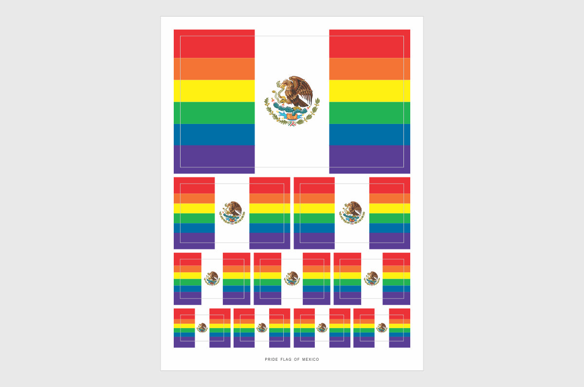 Mexico LGBTQ Pride Flag Sticker, Weatherproof Vinyl Pride Flag Stickers