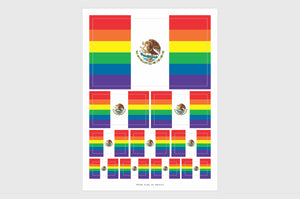 Mexico LGBTQ Pride Flag Sticker, Weatherproof Vinyl Pride Flag Stickers