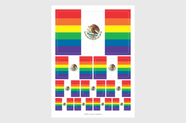 Mexico LGBTQ Pride Flag Sticker, Weatherproof Vinyl Pride Flag Stickers