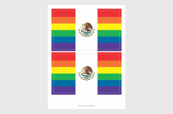 Mexico LGBTQ Pride Flag Sticker, Weatherproof Vinyl Pride Flag Stickers