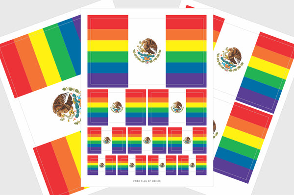 Mexico LGBTQ Pride Flag Sticker, Weatherproof Vinyl Pride Flag Stickers