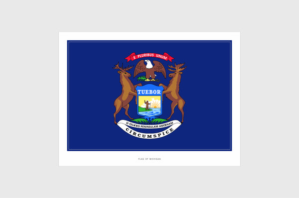 Michigan Flag Sticker, Weatherproof Vinyl Michigan Flag Stickers