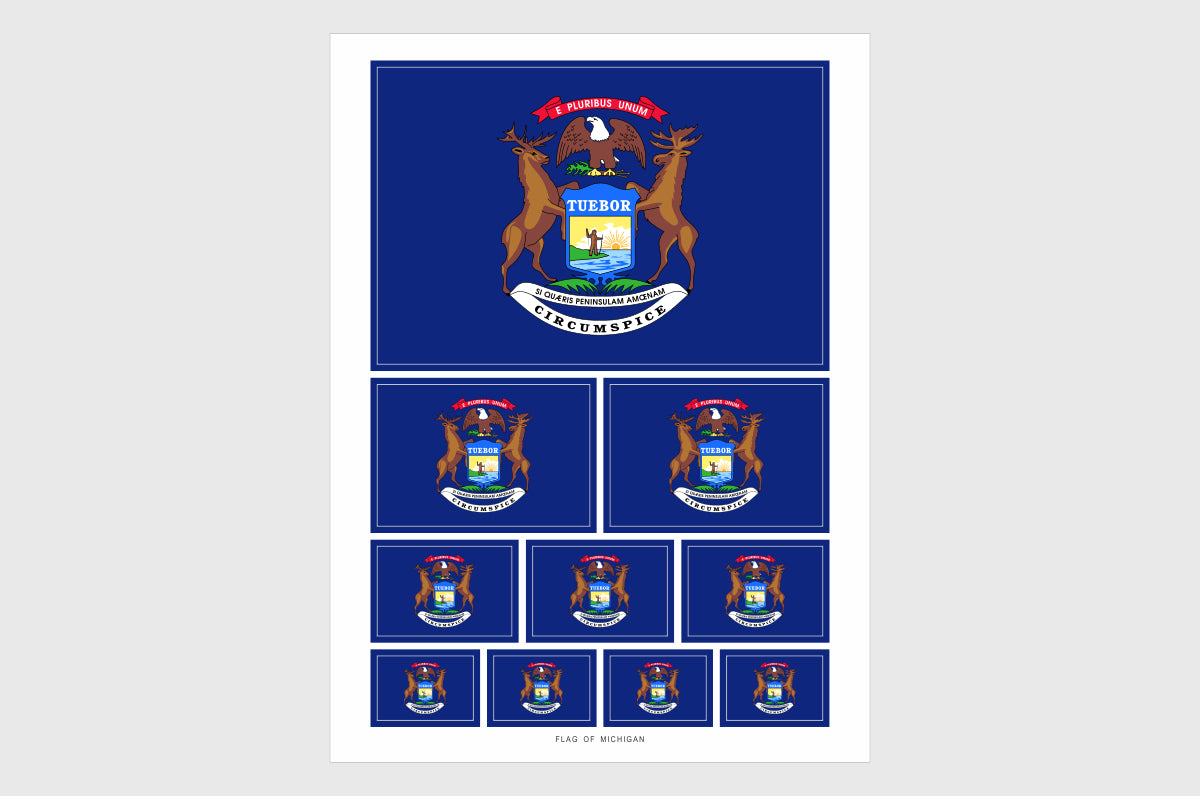 Michigan Flag Sticker, Weatherproof Vinyl Michigan Flag Stickers