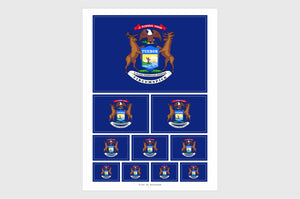 Michigan Flag Sticker, Weatherproof Vinyl Michigan Flag Stickers
