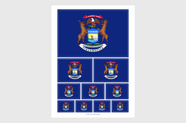 Michigan Flag Sticker, Weatherproof Vinyl Michigan Flag Stickers
