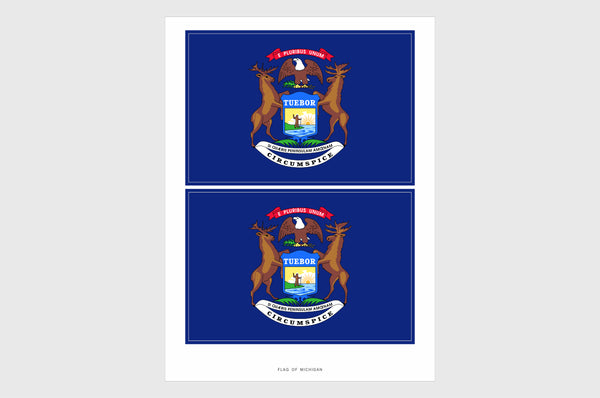 Michigan Flag Sticker, Weatherproof Vinyl Michigan Flag Stickers
