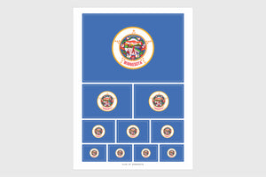 Minnesota Flag Sticker, Weatherproof Vinyl Minnesota Flag Stickers