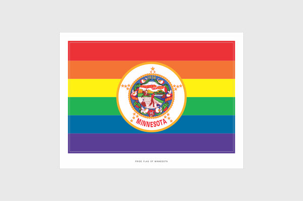 Minnesota LGBTQ Pride Flag Sticker, Weatherproof Vinyl Minnesota Pride Flag Stickers