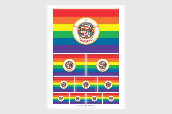 Minnesota LGBTQ Pride Flag Sticker, Weatherproof Vinyl Minnesota Pride Flag Stickers