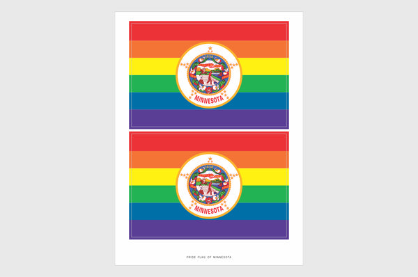 Minnesota LGBTQ Pride Flag Sticker, Weatherproof Vinyl Minnesota Pride Flag Stickers