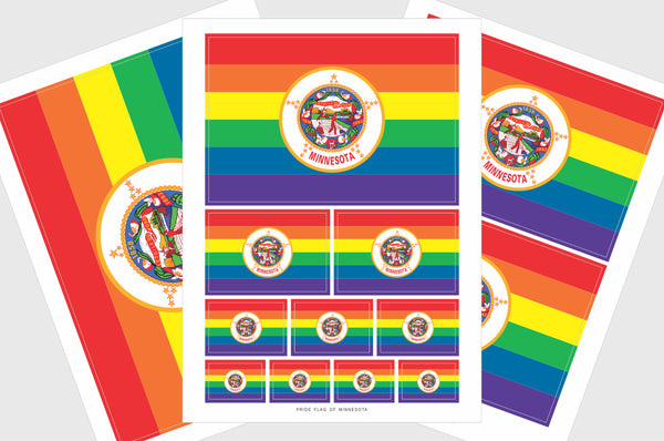 Minnesota LGBTQ Pride Flag Sticker, Weatherproof Vinyl Minnesota Pride Flag Stickers