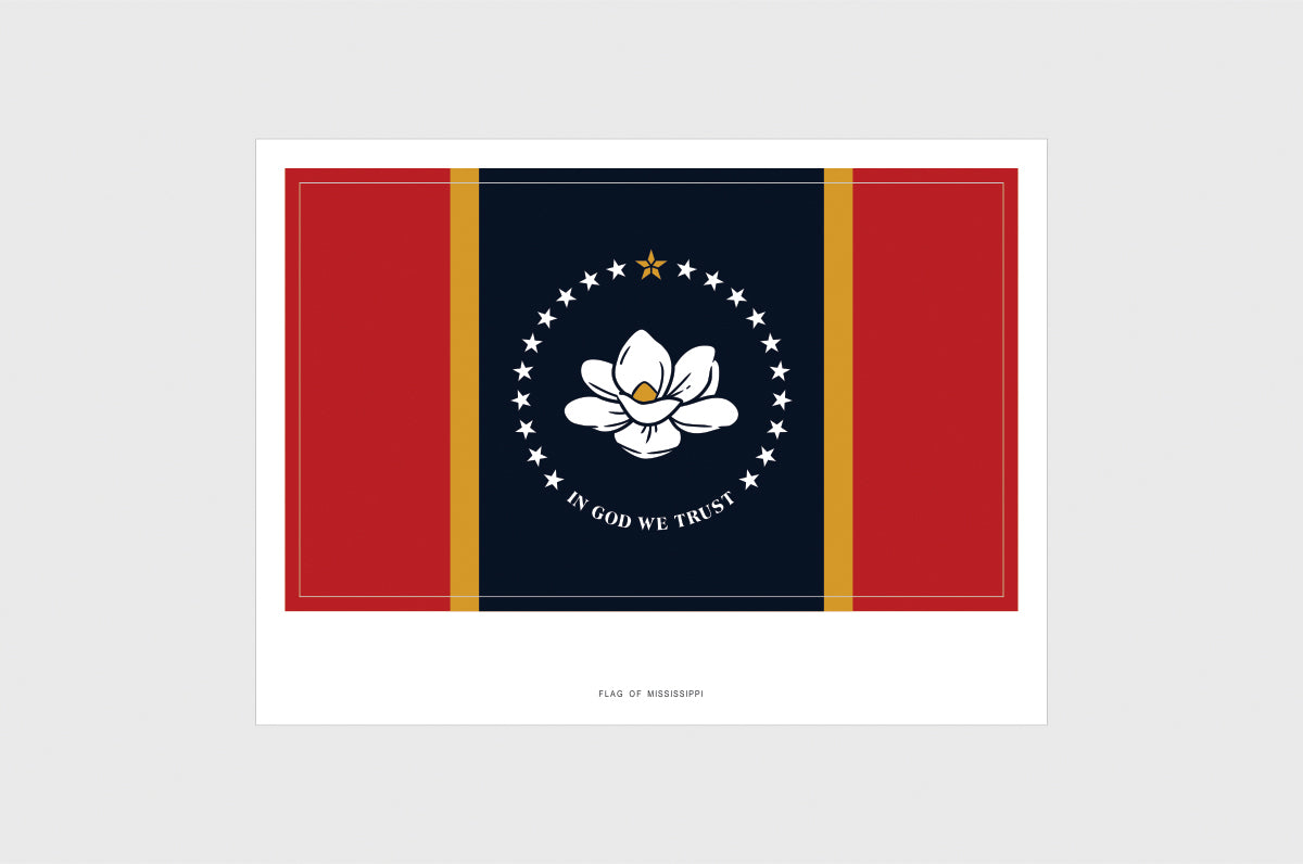 Mississippi Flag Sticker, Weatherproof Vinyl State of Mississippi Flag Stickers