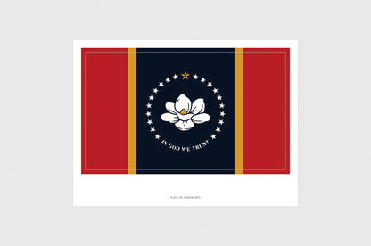 Mississippi Flag Sticker, Weatherproof Vinyl State of Mississippi Flag Stickers