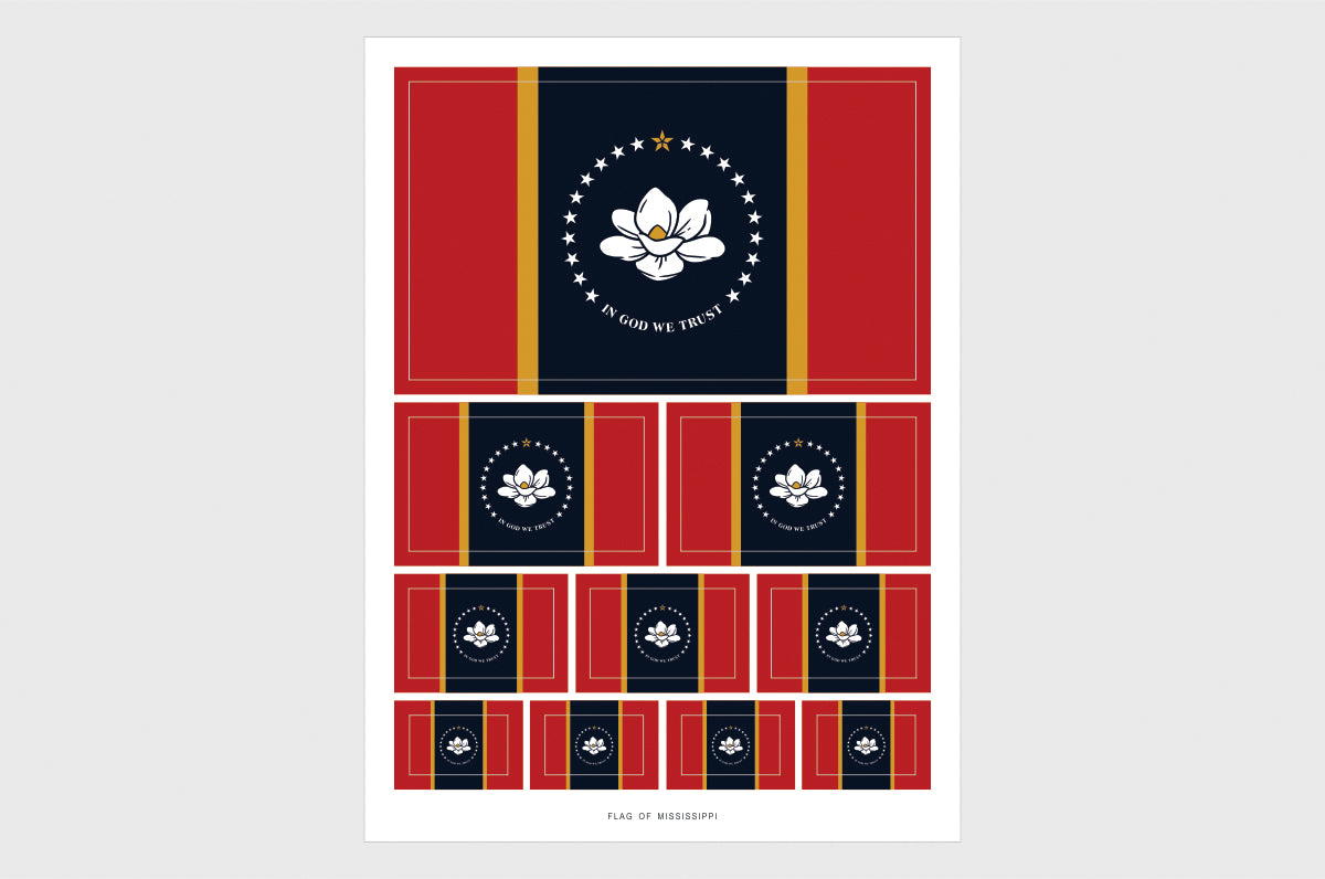 Mississippi Flag Sticker, Weatherproof Vinyl State of Mississippi Flag Stickers