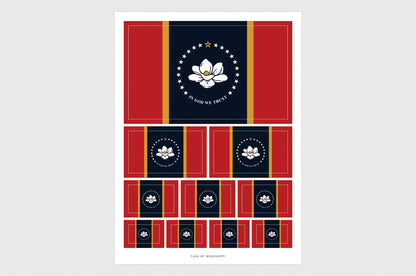 Mississippi Flag Sticker, Weatherproof Vinyl State of Mississippi Flag Stickers