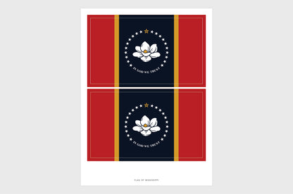 Mississippi Flag Sticker, Weatherproof Vinyl State of Mississippi Flag Stickers