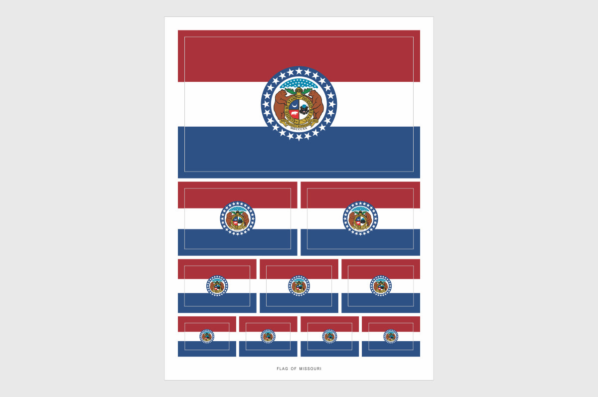 Missouri Flag Sticker, Weatherproof Vinyl State Flag Stickers