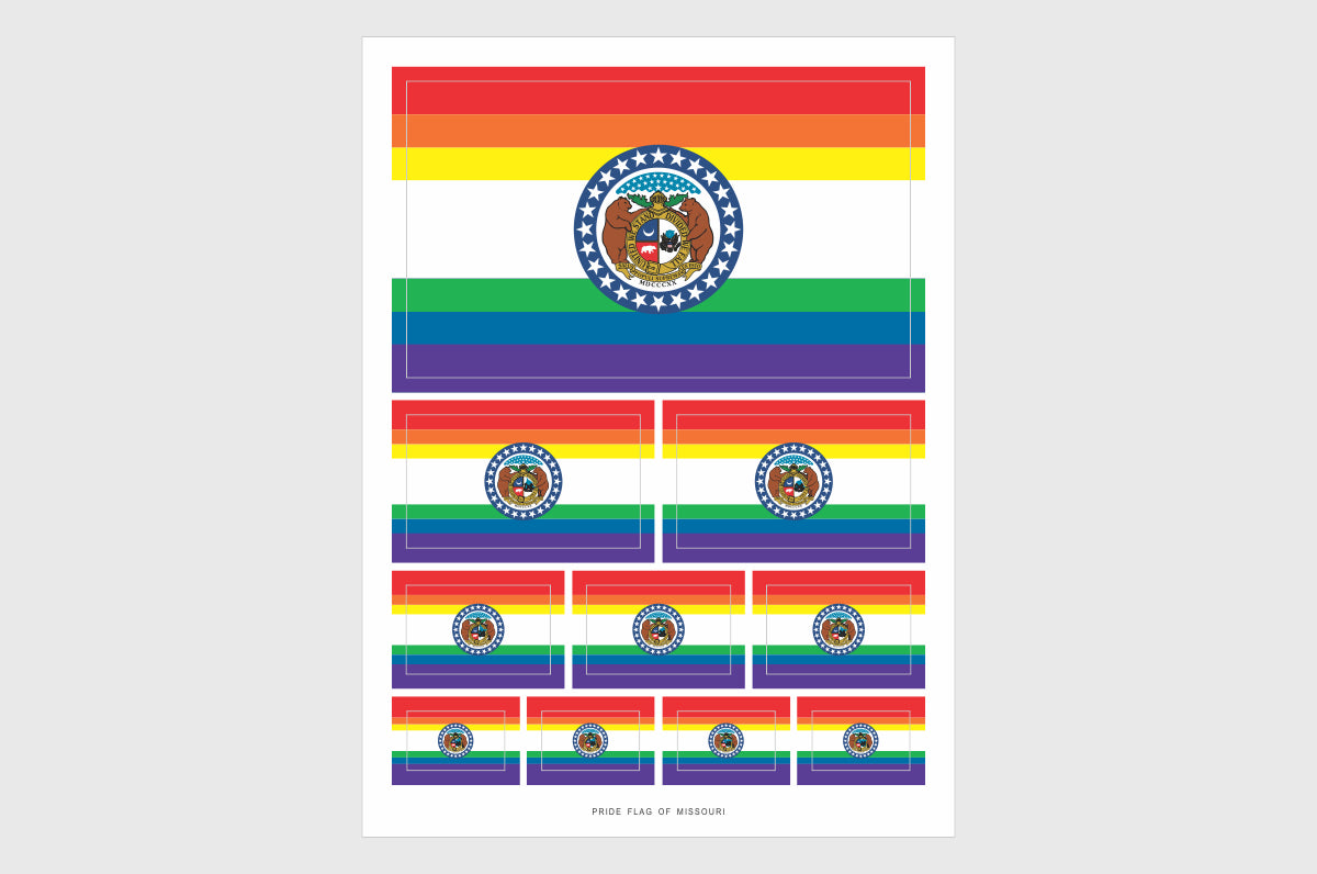 Missouri LGBTQ Pride Flag Sticker, Weatherproof Vinyl Pride Flag Stickers