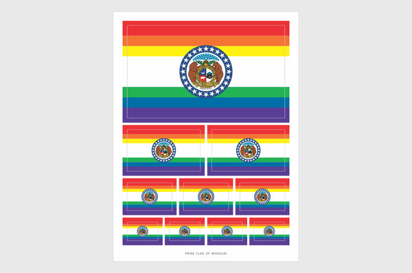 Missouri LGBTQ Pride Flag Sticker, Weatherproof Vinyl Pride Flag Stickers