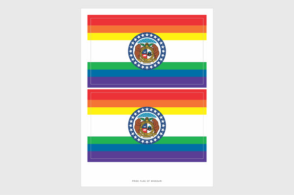 Missouri LGBTQ Pride Flag Sticker, Weatherproof Vinyl Pride Flag Stickers