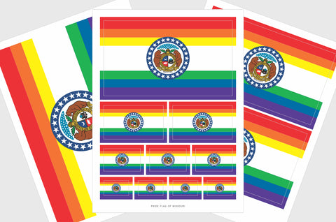 Missouri LGBTQ Pride Flag Sticker, Weatherproof Vinyl Pride Flag Stickers
