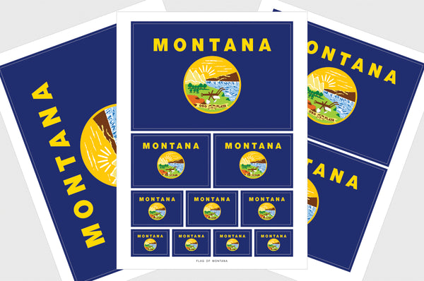 Montana Flag Sticker, Weatherproof Vinyl Montana Flag Stickers