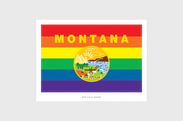 Montana LGBTQ Pride Flag Sticker, Weatherproof Vinyl Pride Flag Stickers