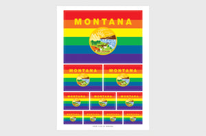 Montana LGBTQ Pride Flag Sticker, Weatherproof Vinyl Pride Flag Stickers