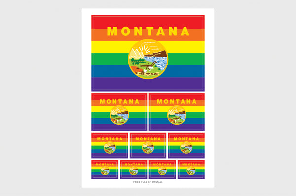 Montana LGBTQ Pride Flag Sticker, Weatherproof Vinyl Pride Flag Stickers