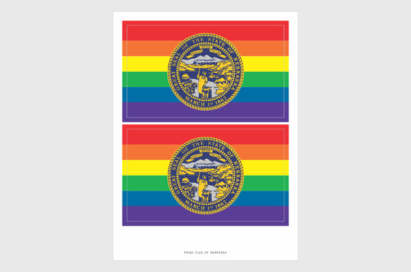 Nebraska LGBTQ Pride Flag Sticker, Weatherproof Vinyl Pride Flag Stickers