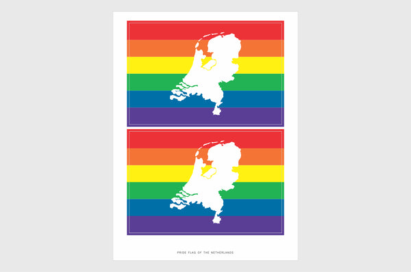 The Netherlands LGBTQ Pride Flag Sticker, Weatherproof Vinyl Pride Flag Stickers