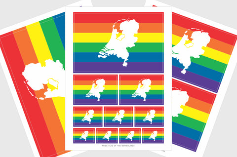 The Netherlands LGBTQ Pride Flag Sticker, Weatherproof Vinyl Pride Flag Stickers
