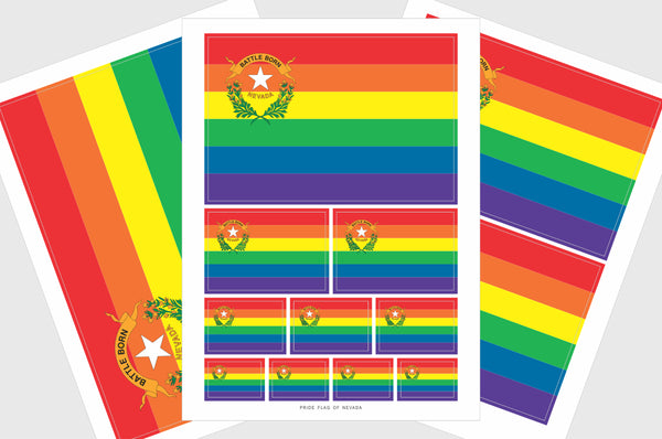 Nevada LGBTQ Pride Flag Sticker, Weatherproof Vinyl Pride Flag Stickers