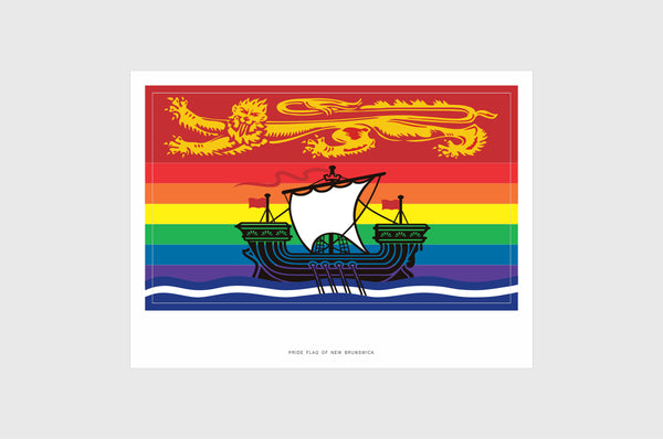 New Brunswick LGBTQ Pride Flag Sticker, Weatherproof Vinyl Flag Stickers