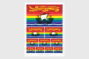 New Brunswick LGBTQ Pride Flag Sticker, Weatherproof Vinyl Flag Stickers