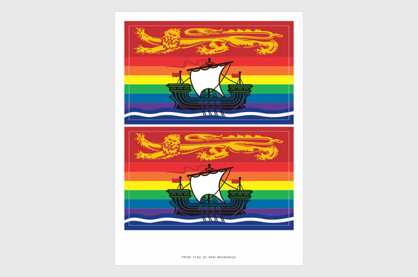 New Brunswick LGBTQ Pride Flag Sticker, Weatherproof Vinyl Flag Stickers