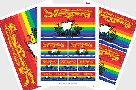New Brunswick LGBTQ Pride Flag Sticker, Weatherproof Vinyl Flag Stickers