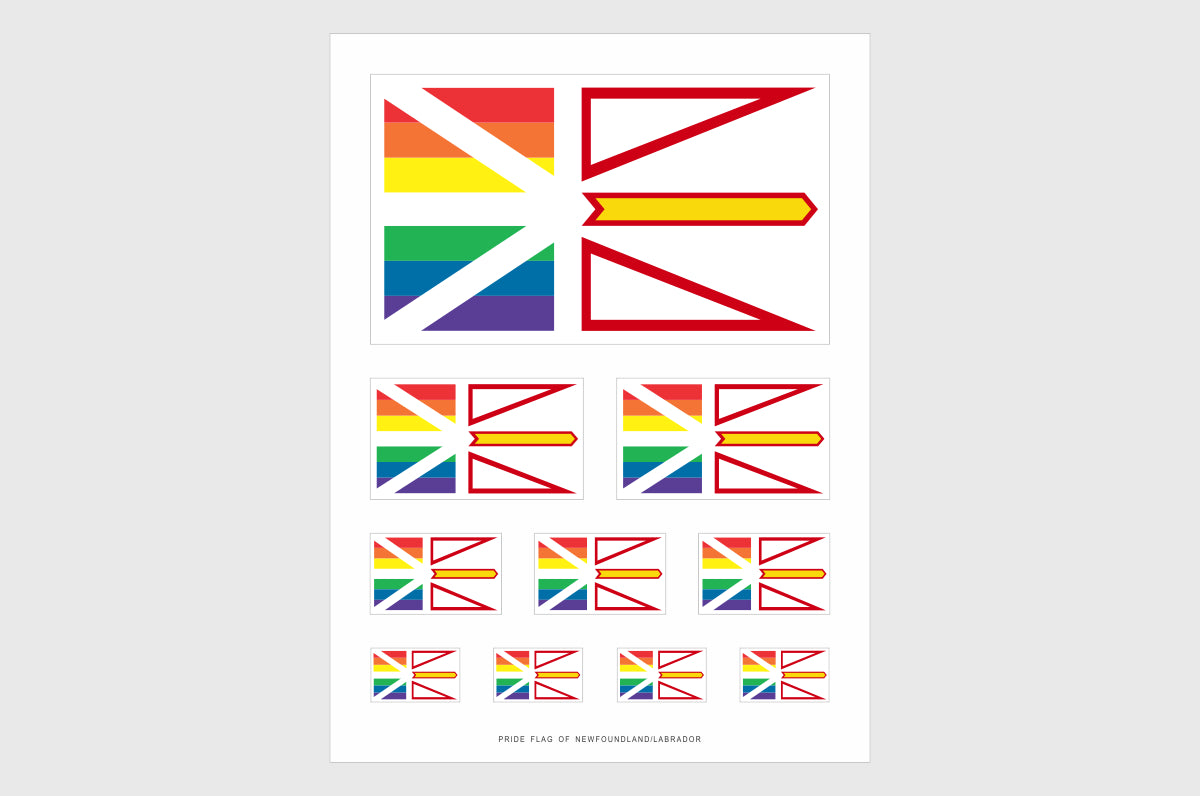 Newfoundland & Labrador LGBTQ Pride Flag Sticker, Weatherproof Vinyl Flag Stickers