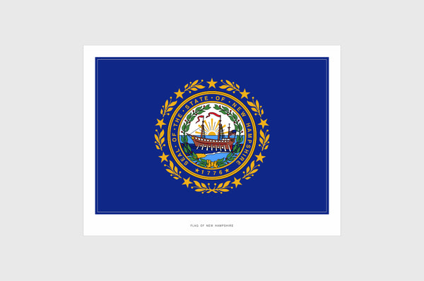 New Hampshire Flag Sticker, Weatherproof Vinyl State Flag Stickers