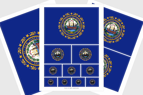 New Hampshire Flag Sticker, Weatherproof Vinyl State Flag Stickers