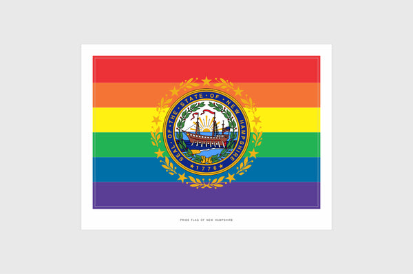 New Hampshire LGBTQ Pride Flag Sticker, Weatherproof Vinyl Pride Flag Stickers