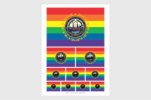 New Hampshire LGBTQ Pride Flag Sticker, Weatherproof Vinyl Pride Flag Stickers