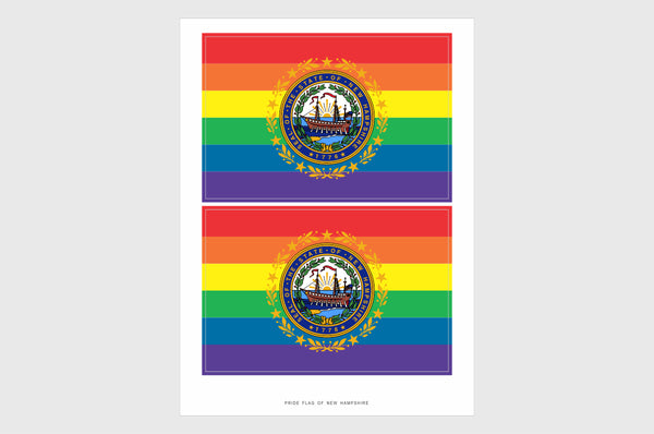 New Hampshire LGBTQ Pride Flag Sticker, Weatherproof Vinyl Pride Flag Stickers